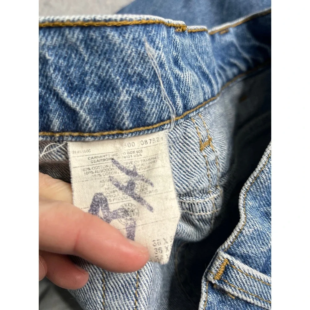 Carhartt Mens Denim Jeans Light Wash Straight Fit Workwear Size 32x32 vintage - Picture 6 of 8